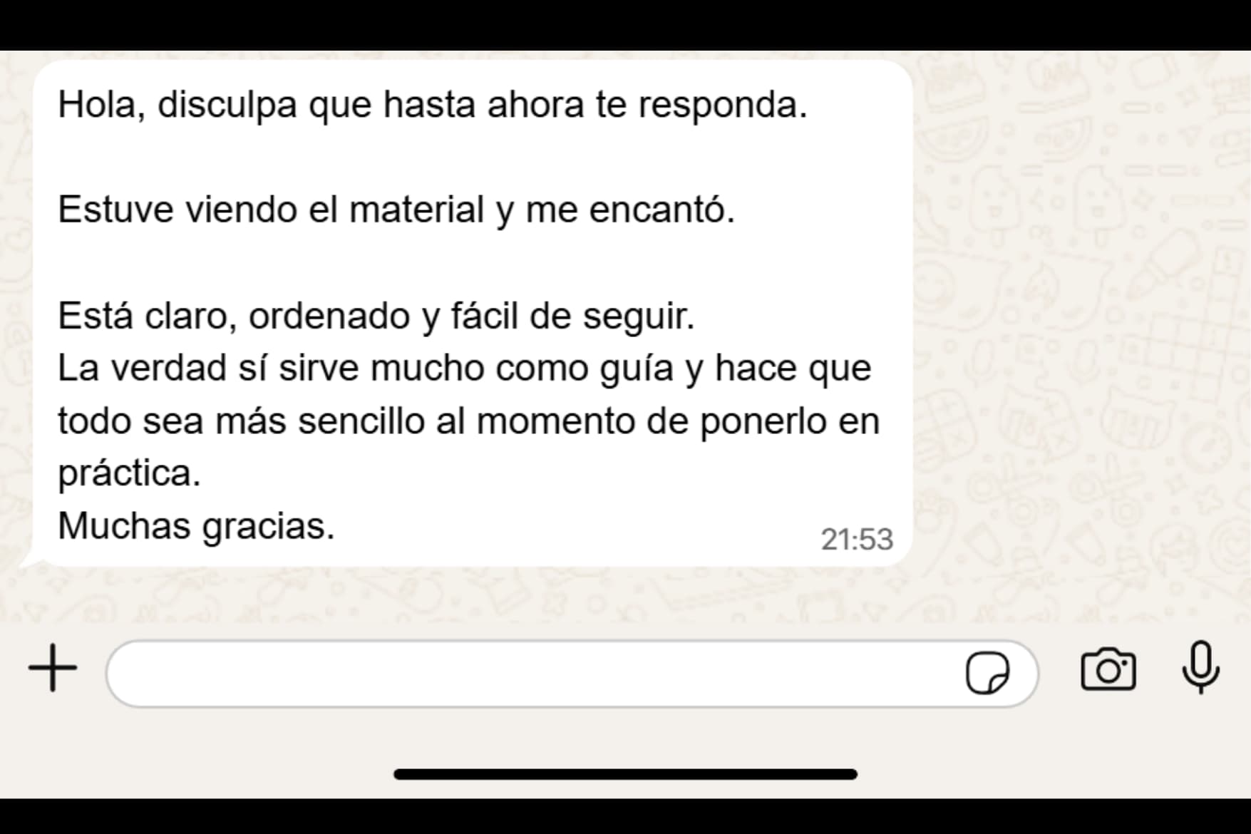 Testimonio: Claro, ordenado y fácil de seguir